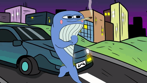 Wally The Whale Smoking Cigarettes GIF
