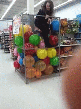 Walmart Funny Balloon Cage Collapsed GIF