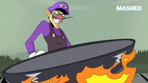 Waluigi Cooking Dinosaur Egg Dog GIF