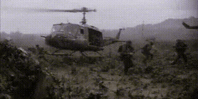 War Helicopter Dog Vietnam Flashback GIF