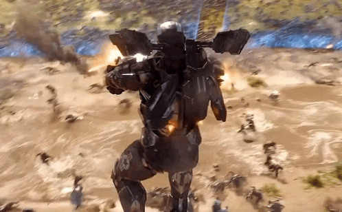 War Machine Striking Enemies From Above GIF