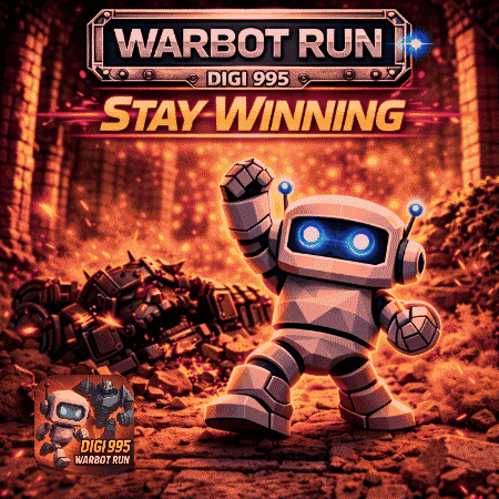 Warbot Run Poster Robot with Blue Eyes