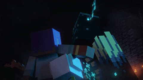 Warden Minecraft Scaring Small Characters GIF
