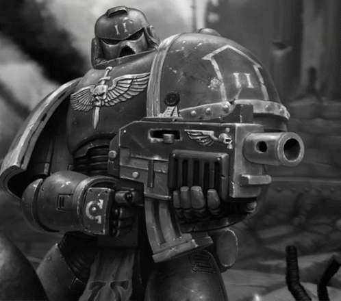 Warhammer Marine Shooting Black And White GIF