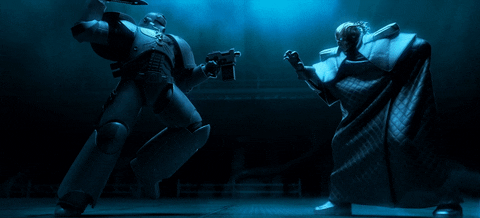 Warhammer Marines Face Off GIF