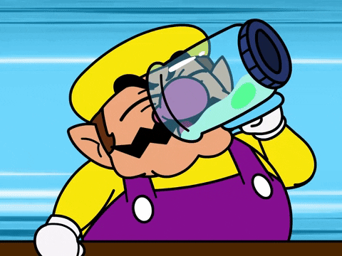 Wario Drinking Raw Egg GIF