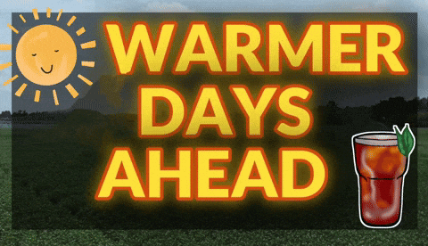 Warmer Days Ahead Sign With Drink