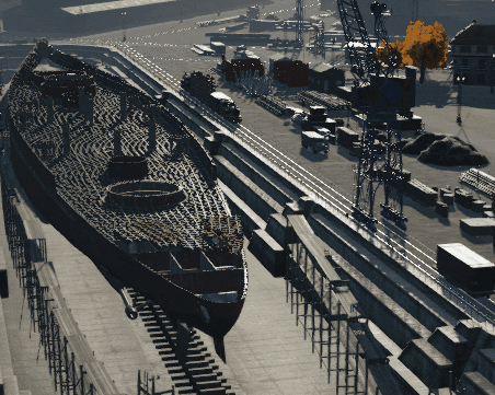 Warship Assembled In Shipyard GIF