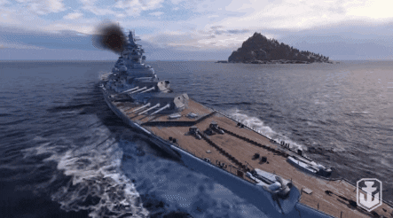Warship Firing Multiple Artilleries GIF