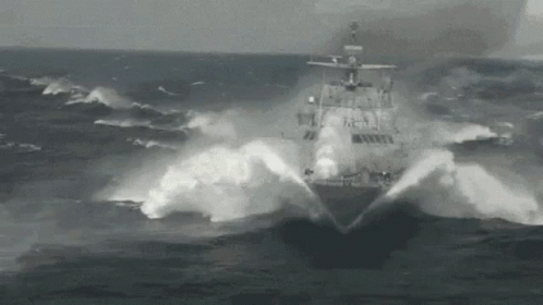 Warship Making Splashes GIF