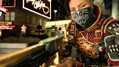 Warzone Asian With Gold Gun GIF