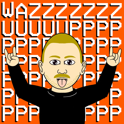 Wassup Cartoon Man Hands Up Tongue Out GIF