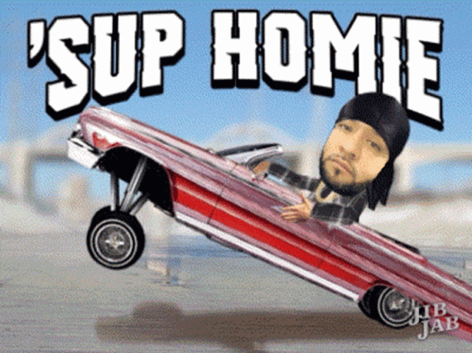 Wassup Homie Lowrider Car Bouncing Animation GIF