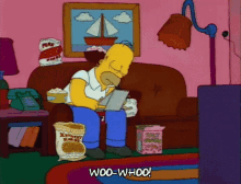 Watching His Favorite Game Homer Woohoo GIF