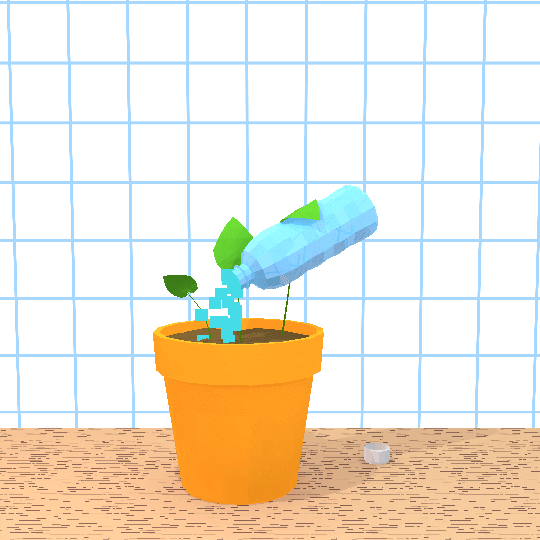 Water Bottle Growing Plant Animated Art GIF
