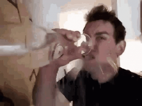 Water Drinking Bevo GIF