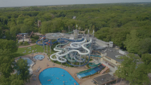 Water Park Aerial View Of Slides GIF