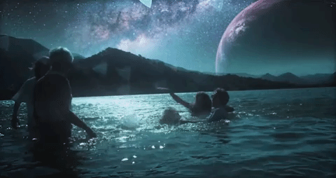 Water Playing Splash Night Sky GIF