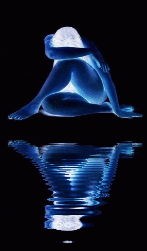 Water Reflecting Neon Girl GIF