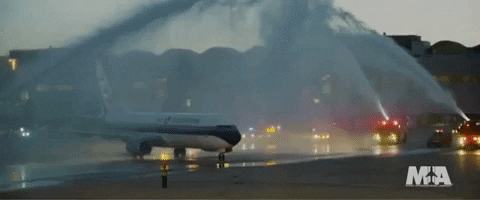 Water Splash On Airplane Using Fire Hose GIF