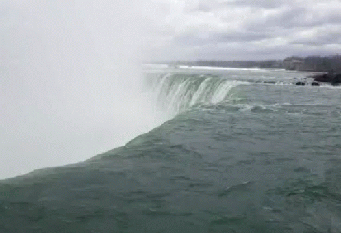 Waterfall Flowing On Cloudy Day GIF