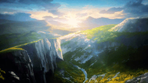 Waterfall in Forest with Mountain Readthearange