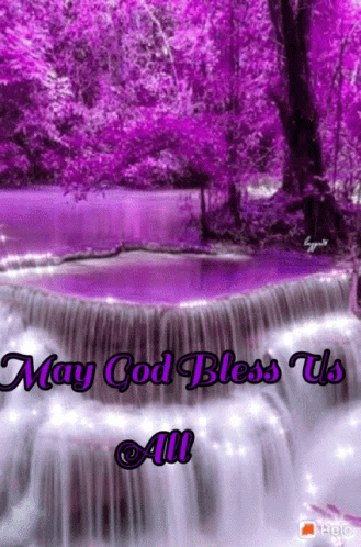 Waterfall With May God Bless Us All GIF