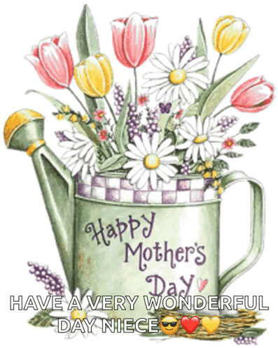 Watering Can With Flowers Happy Mothers Day GIF