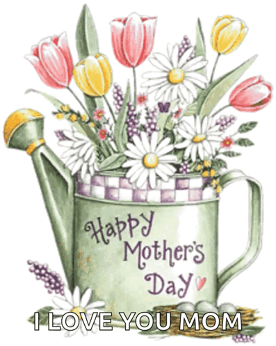 Watering Can With Flowers Happy Mothers Day