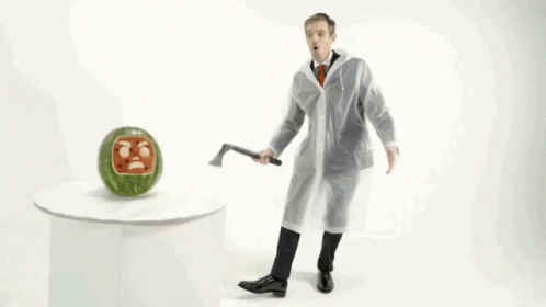 Watermelon And Person In White Coat GIF