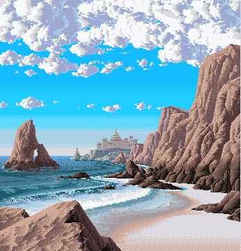 Animated Ocean Waves With Big Stone GIF