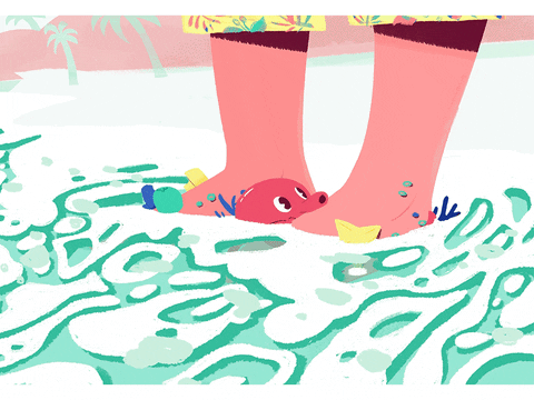 Stepping On The Waves By The Sea GIF