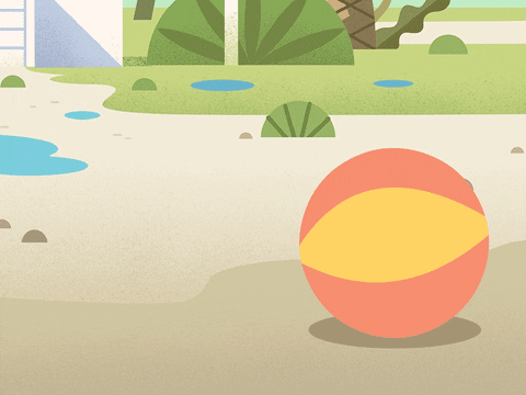 Waves And Beach Ball Animation GIF