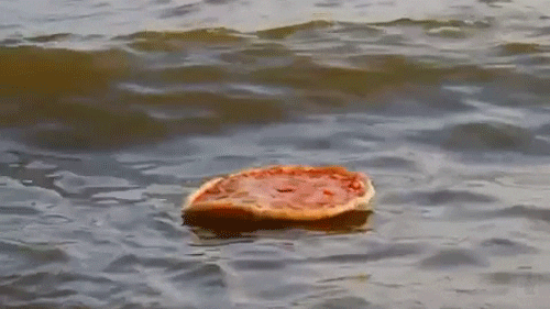 Pizza Waves Floating By The Sea GIF