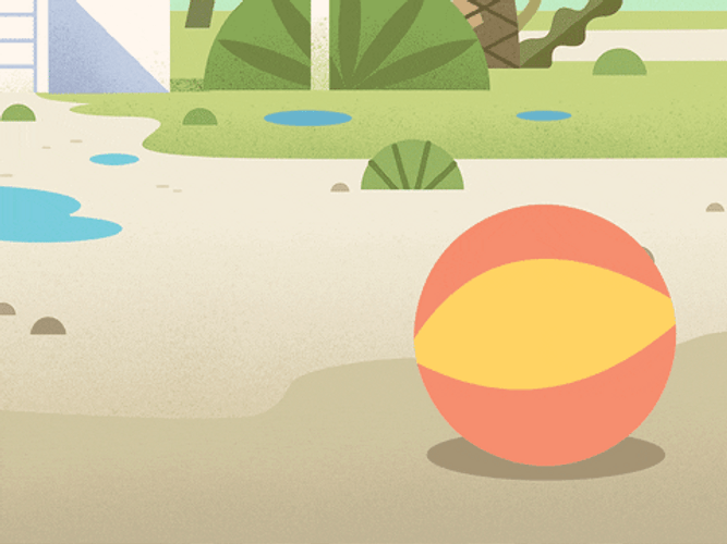 Waves And Beach Ball Animation GIF