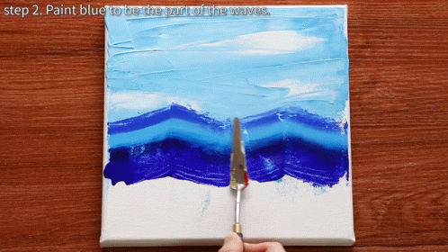 Waves Painting Painted Blue GIF