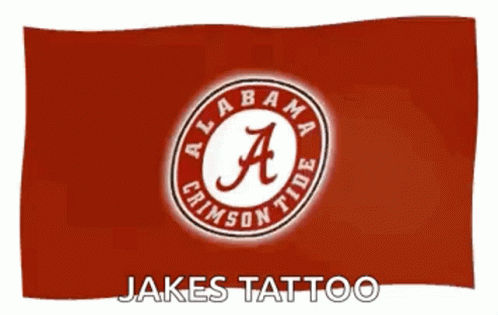 Waving Alabama Crimson Tide Flag Jakes Tattoo GIF