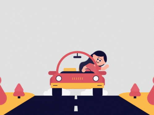 Waving Girl Road Trip Animation GIF