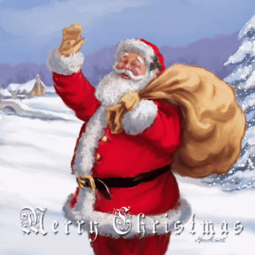 Waving Santa Claus Christmas Card GIF