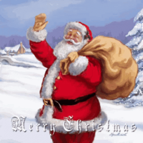Waving Santa Merry Christmas Friend GIF