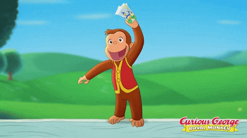 Waving Up Curious George GIF