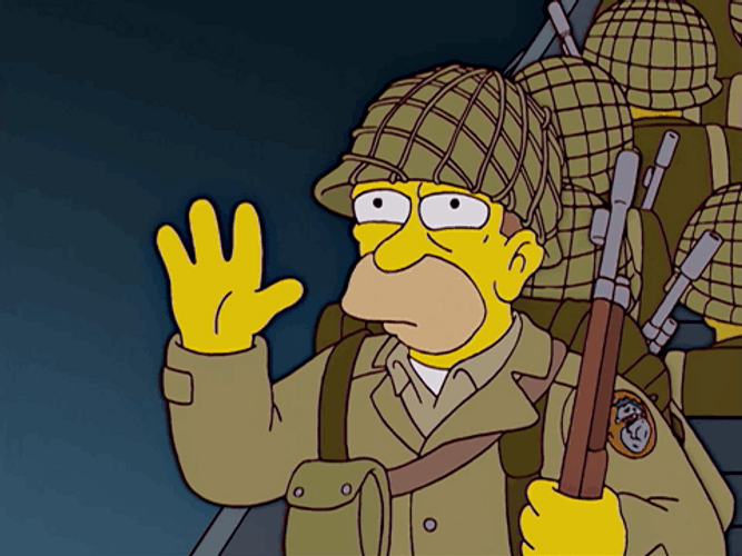 Waving Young Grandpa Simpson Joining The Army GIF