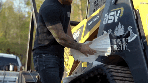 Wax On Wax Off Of A Backhoe GIF