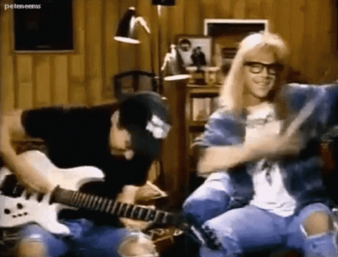 Wayne Campbell Garth Algar Jamming Waynes World GIF