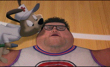 Wayne Knight Body Inflation In Space Jam Movie GIF