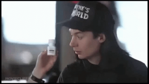 Waynes World Garth Algar Pill Bottle GIF