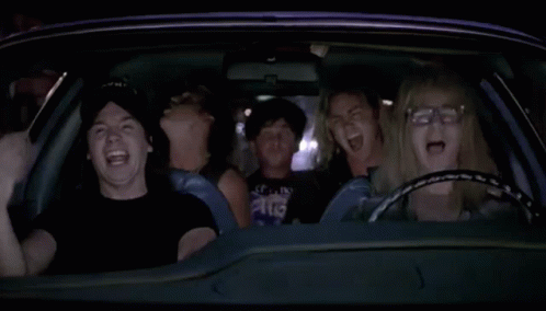 Waynes World Band Having Fun Inside Car GIF
