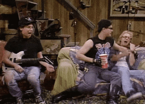 Waynes World Band Dana Carvey Mike Myers Jamming GIF