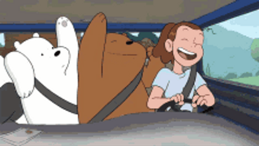 We Bare Bears Funny Car Singing GIF