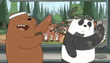 We Bare Bears Grizzly Shower Panda Money GIF